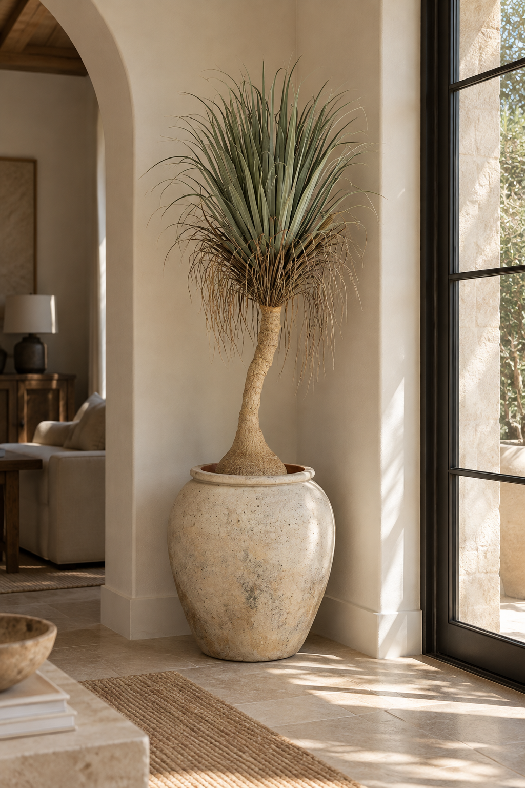 7' Ponytail Palm in Kai Planter | PC1520CN1387SM
