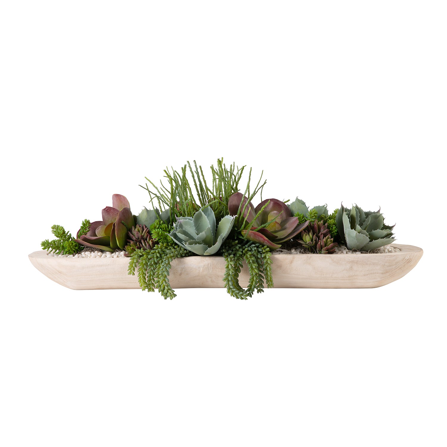40" Light Wood Sedona Trough with Mixed Succulent Arrangement AR1212