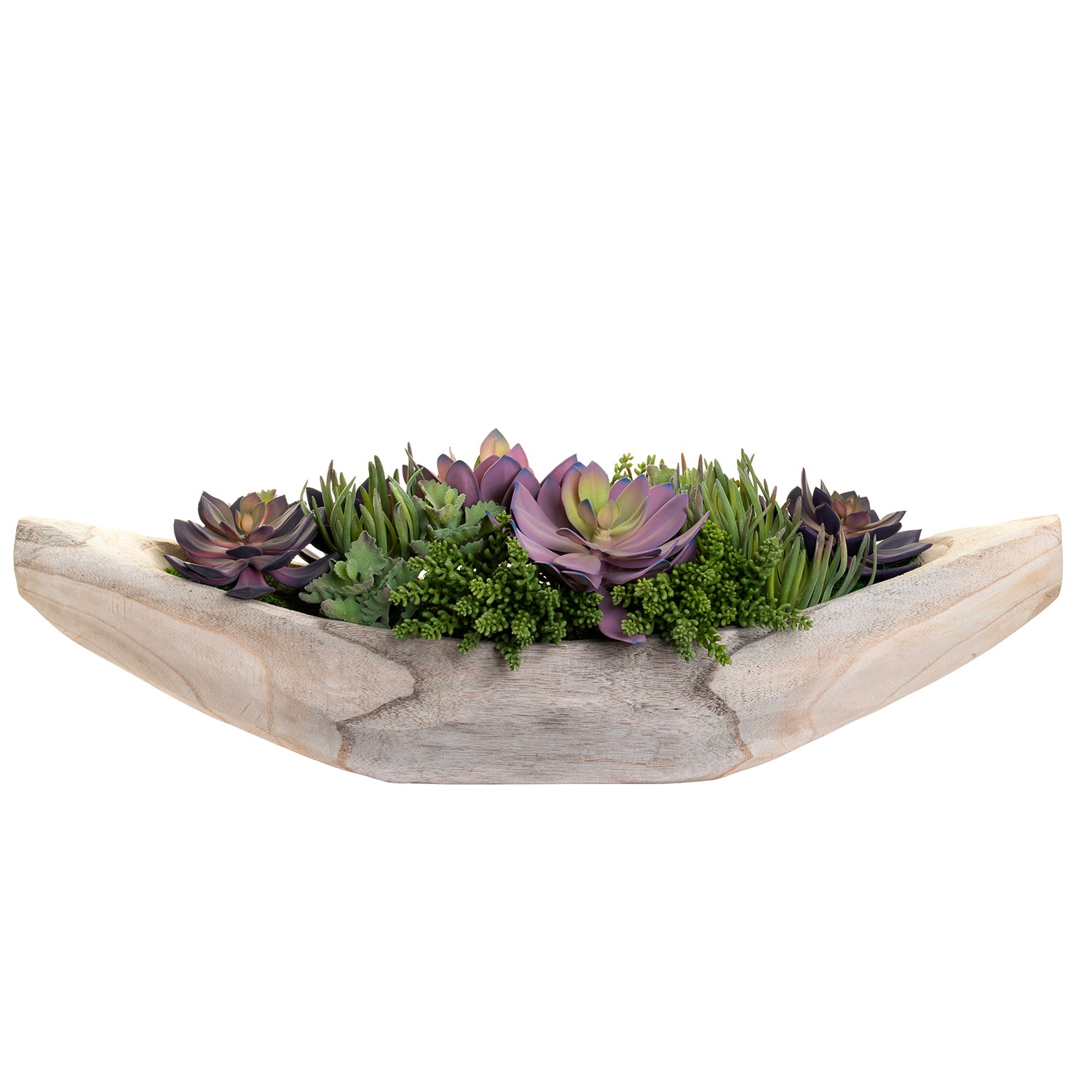 36" Sedona Wood Boat Planter Succulent Arrangement AR1385
