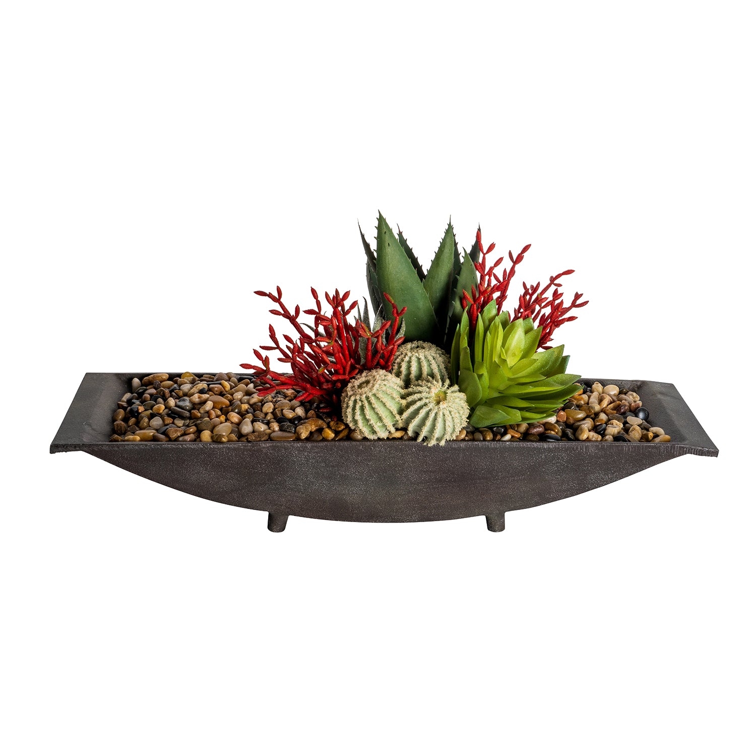 23" Capri Metal Planter with Succulent Arrangement AR1519