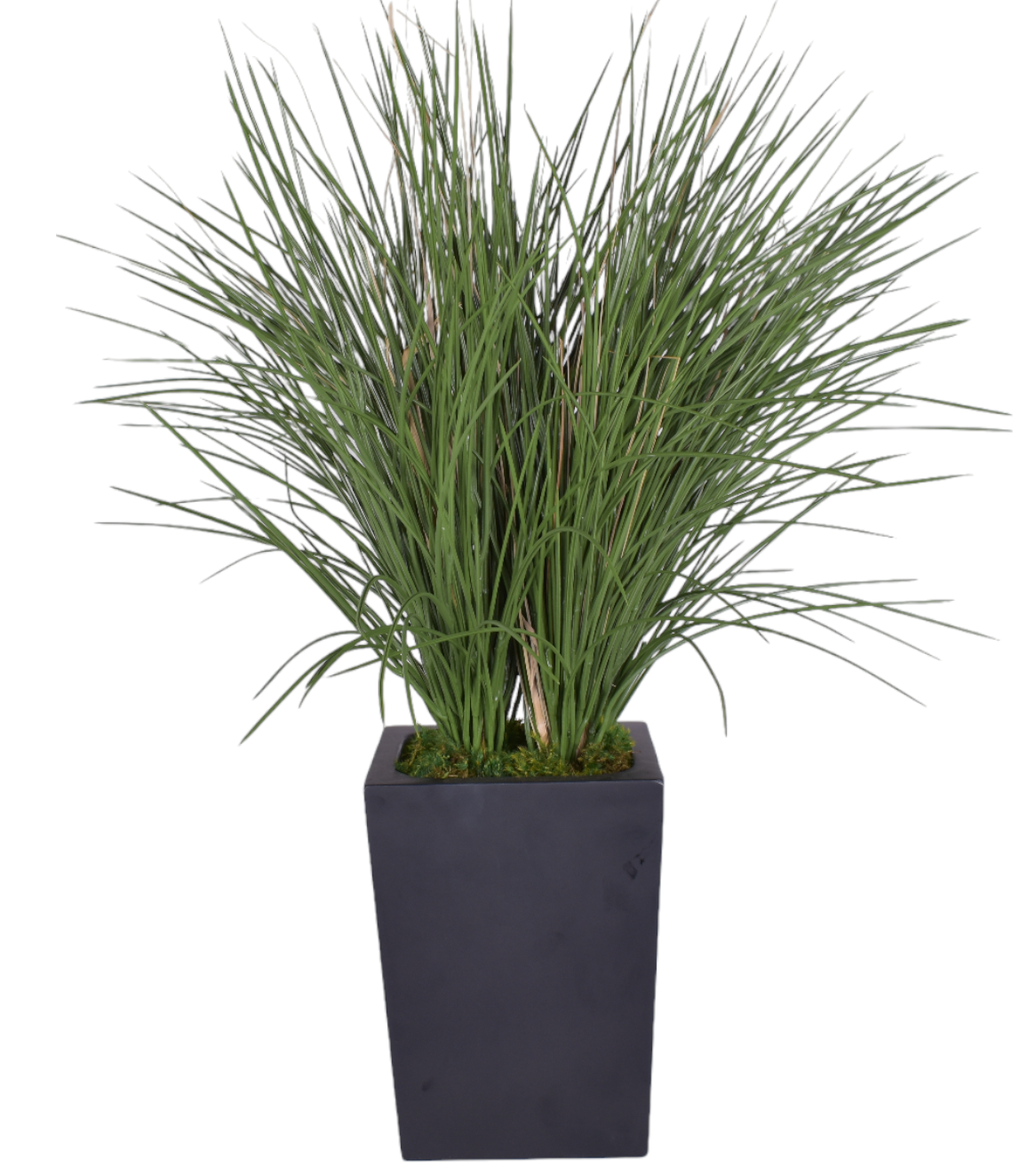 12" Black Logan with UV Protected Grass Arrangement AR1693UV