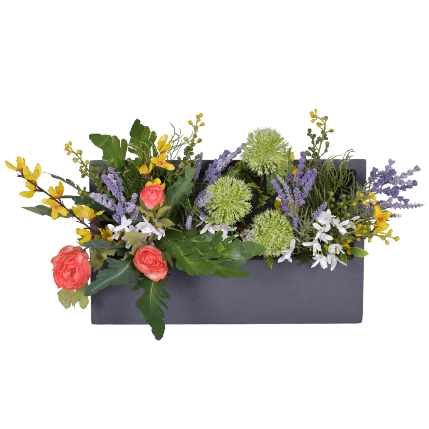 Large Rectangle Piper Wall Planter with Floral Arrangement AR1758