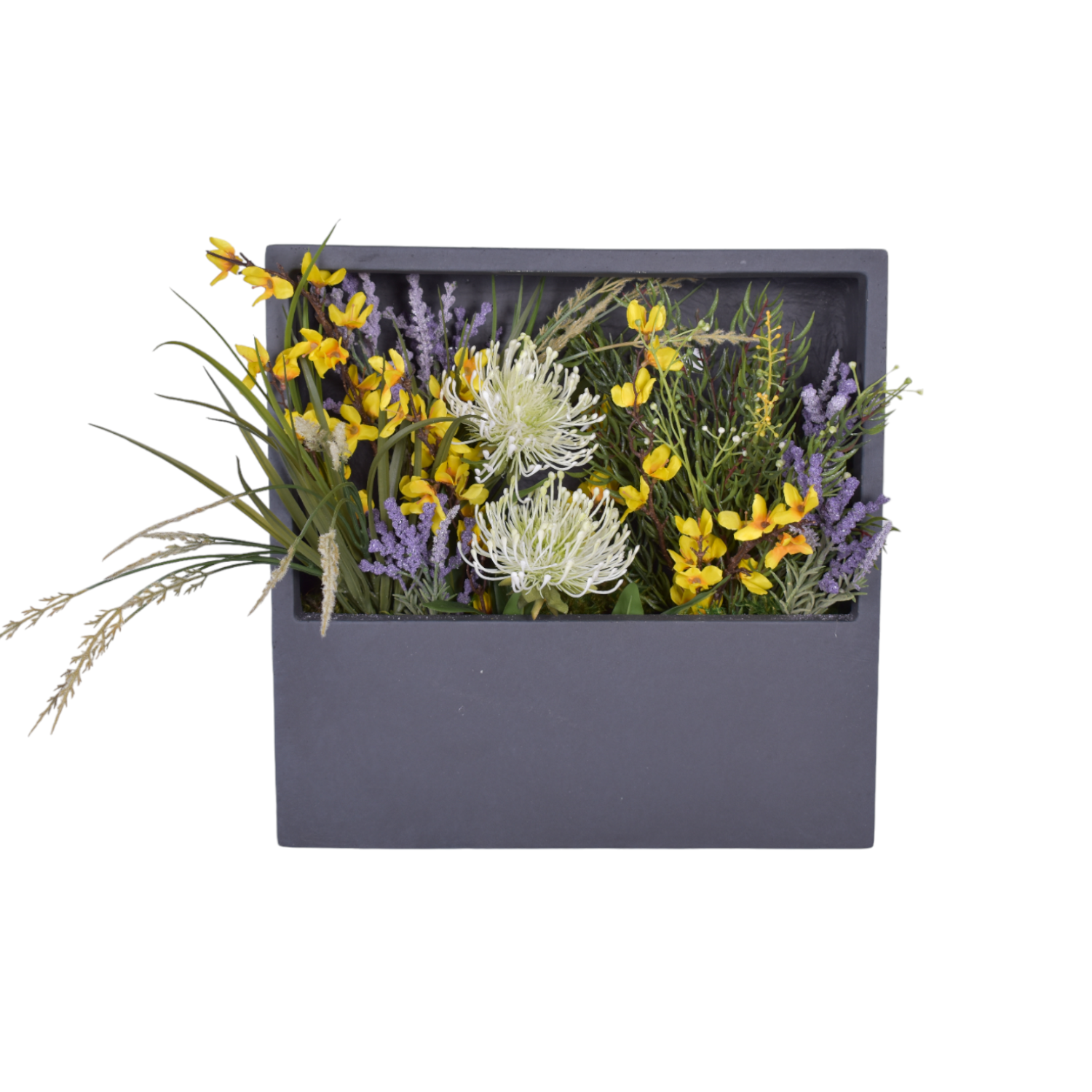 Large Square Piper Wall Planter with Floral Arrangement AR1759