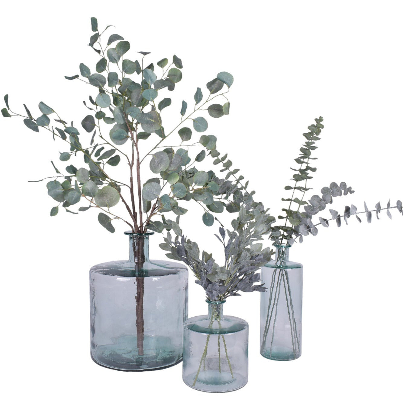 San Miguel Glass Trio with Eucalyptus   AR1781