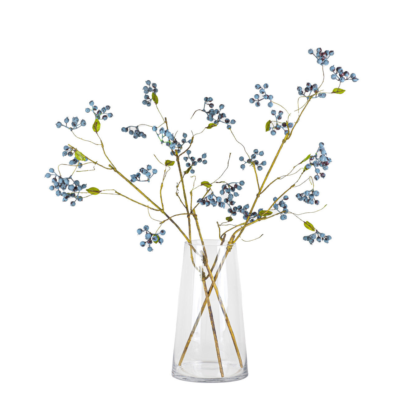 12" Mazzy Vase with Blueberry Stems and Acrylic Water   AR1885