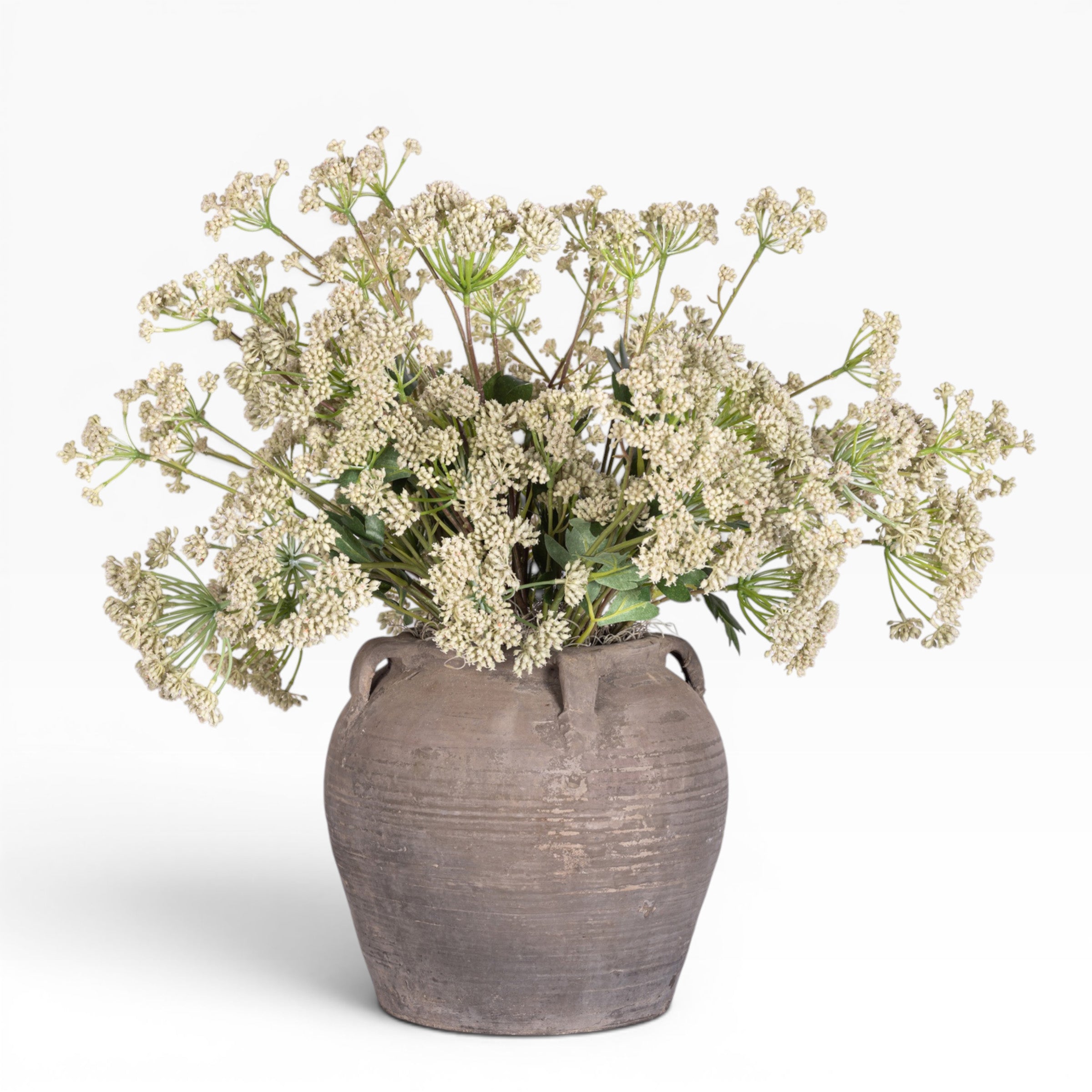 10" Vintage Clay Pot with Angelica Flower Arrangement AR1889