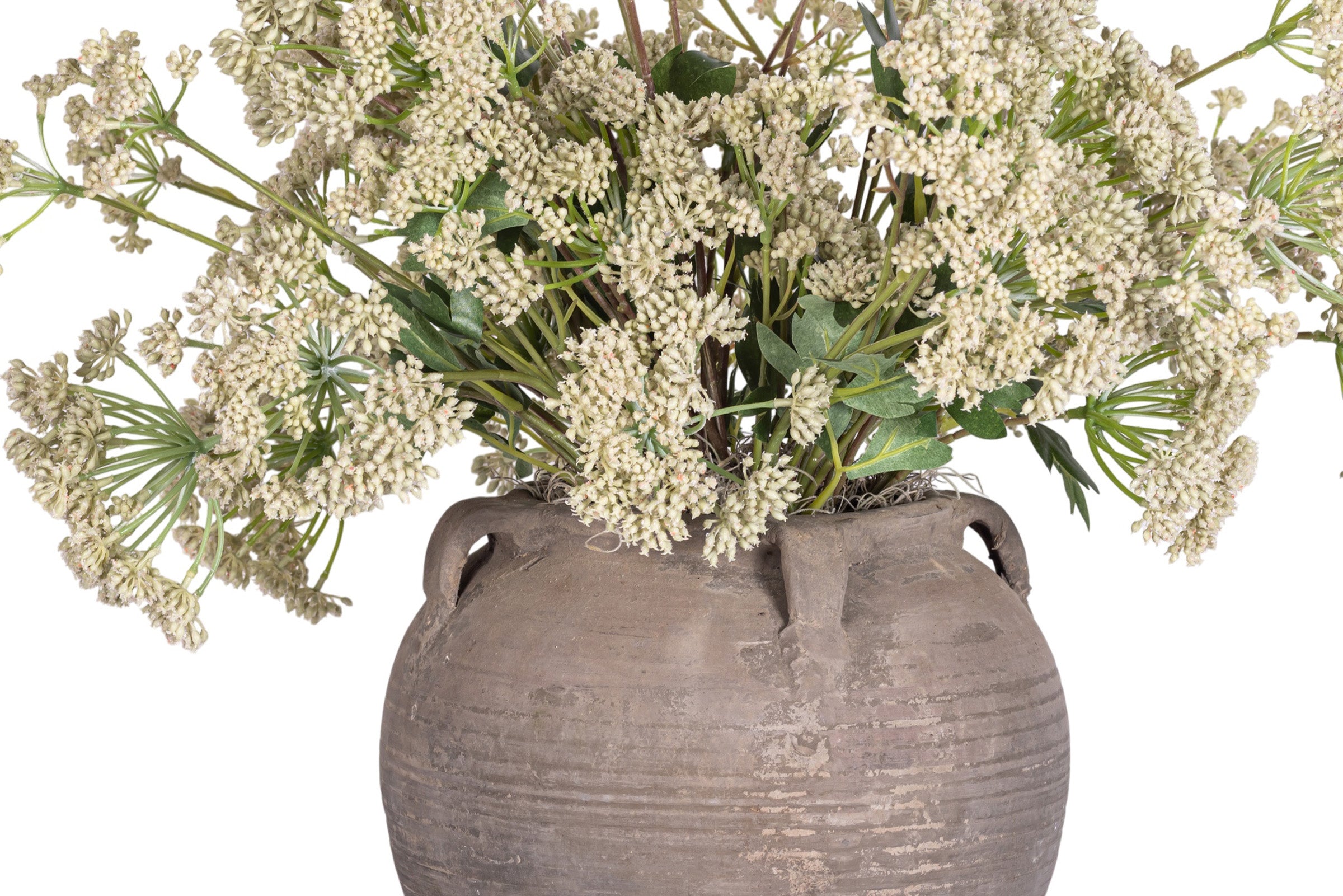 10" Vintage Clay Pot with Angelica Flower Arrangement AR1889