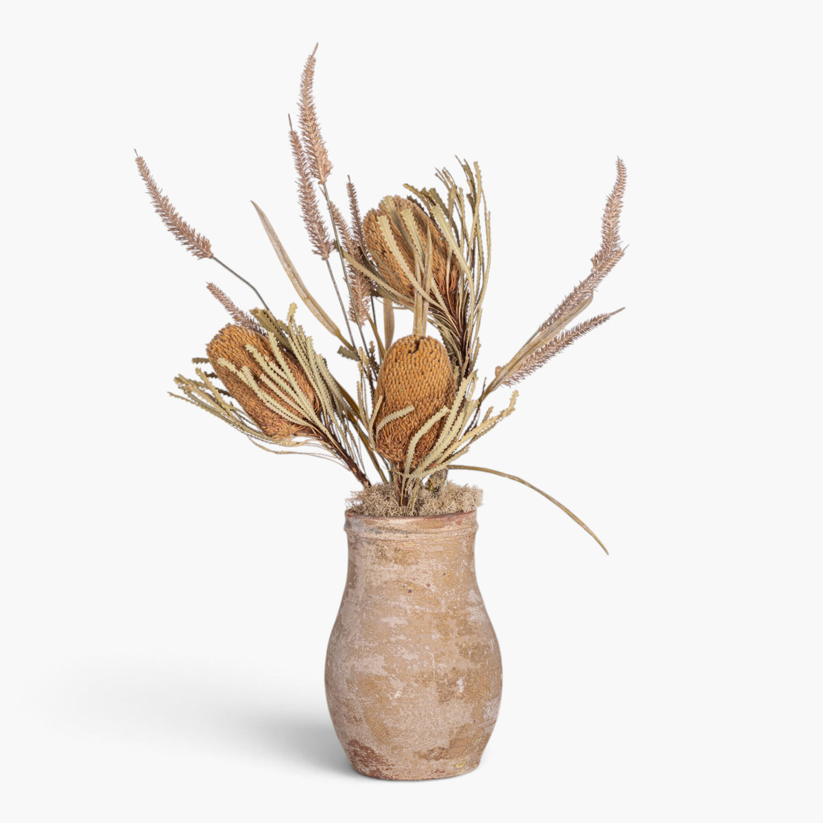 19" Rue Pot with Dried Protea Arrangement AR1950