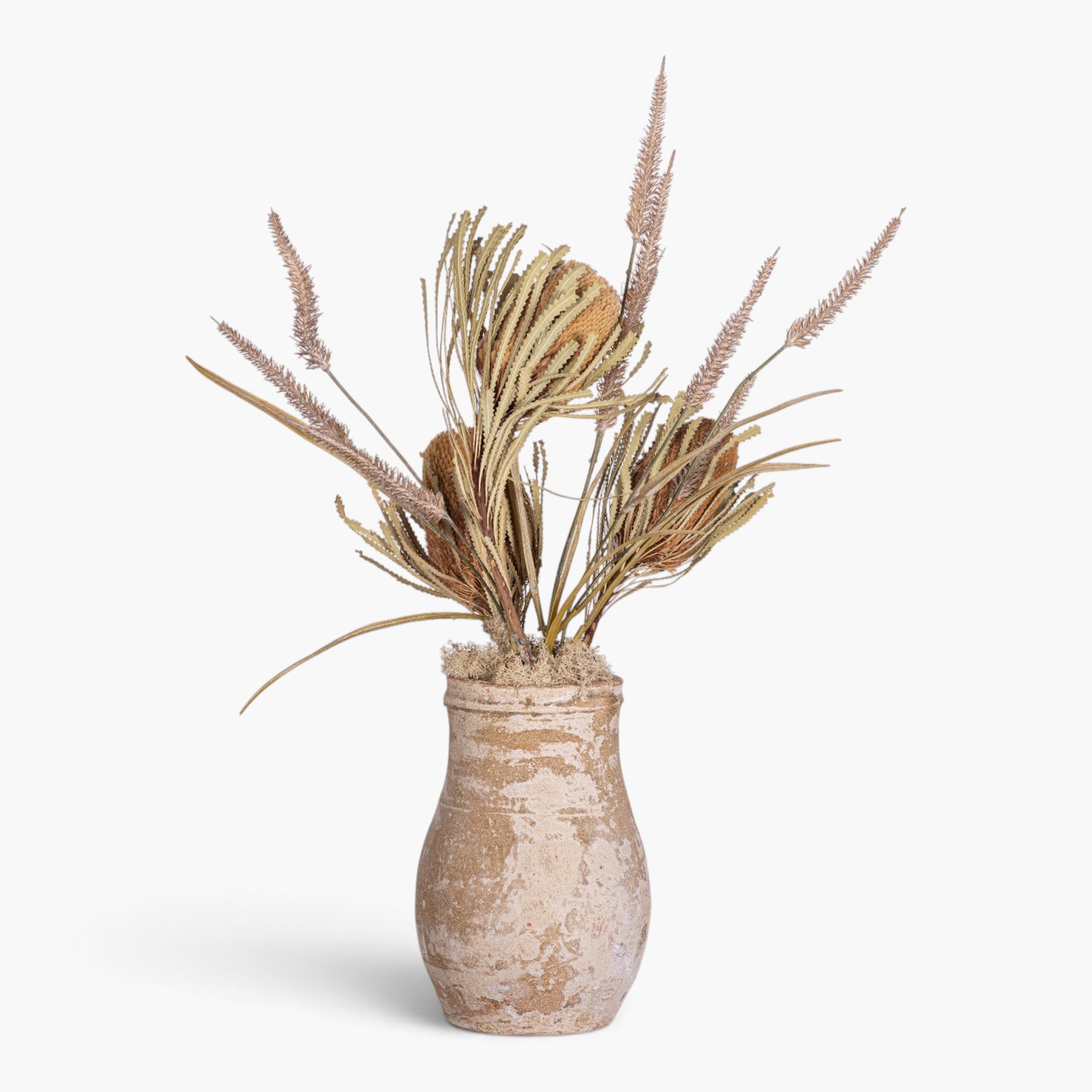 19" Rue Pot with Dried Protea Arrangement AR1950