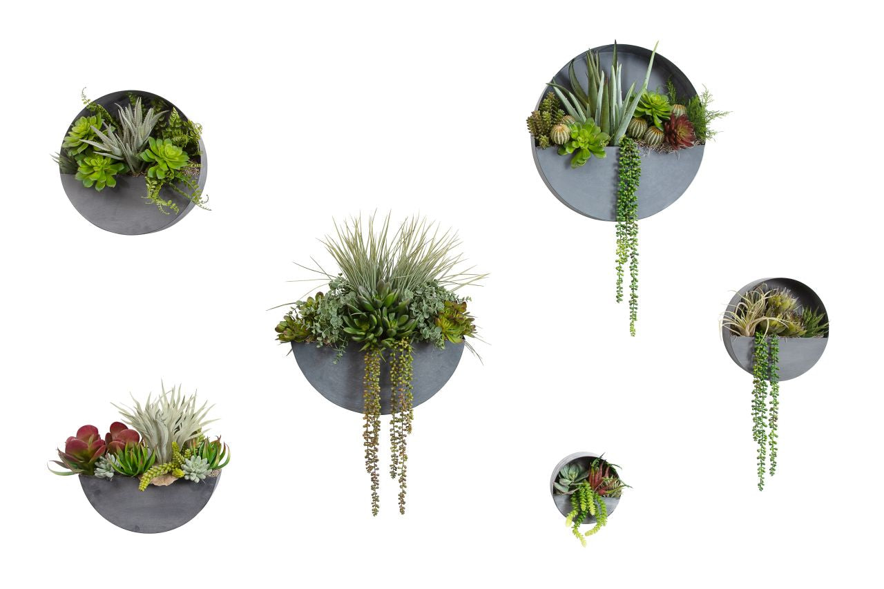 Magnolia Collection Half Round Galvanized Metal Wall Planter CN1014