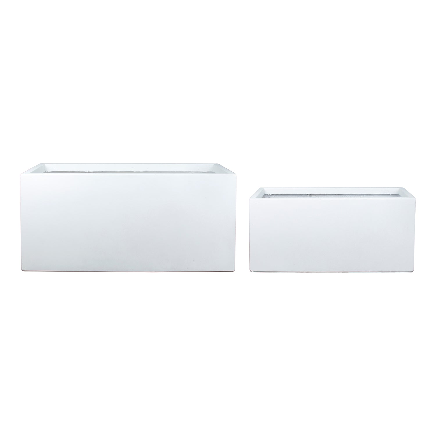 white plastic rectangular planter boxes Chelsea Rectangle Floor Planter-White CN1243