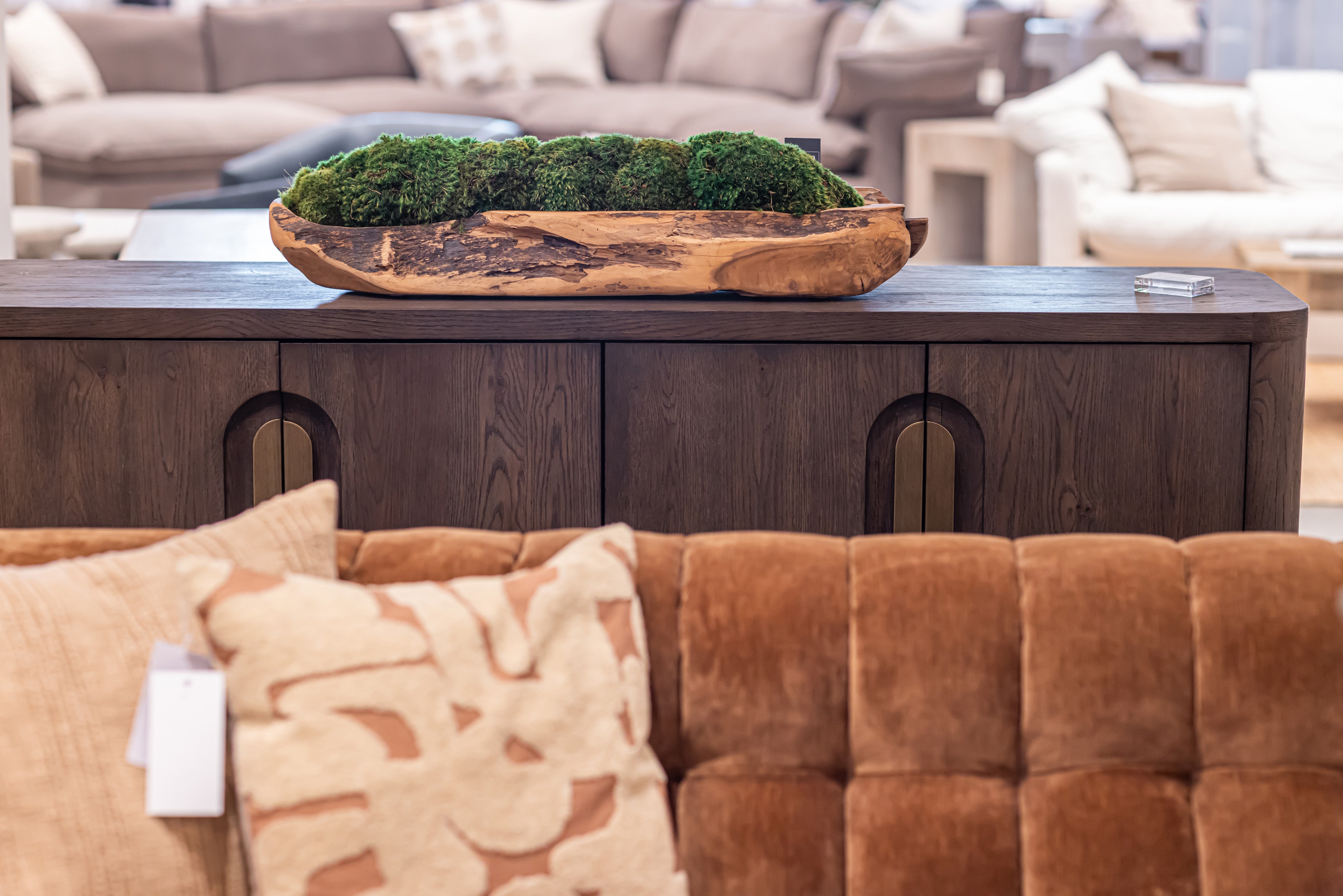 36" Kapal Wood Trough with Mood Moss Arrangement AR1676