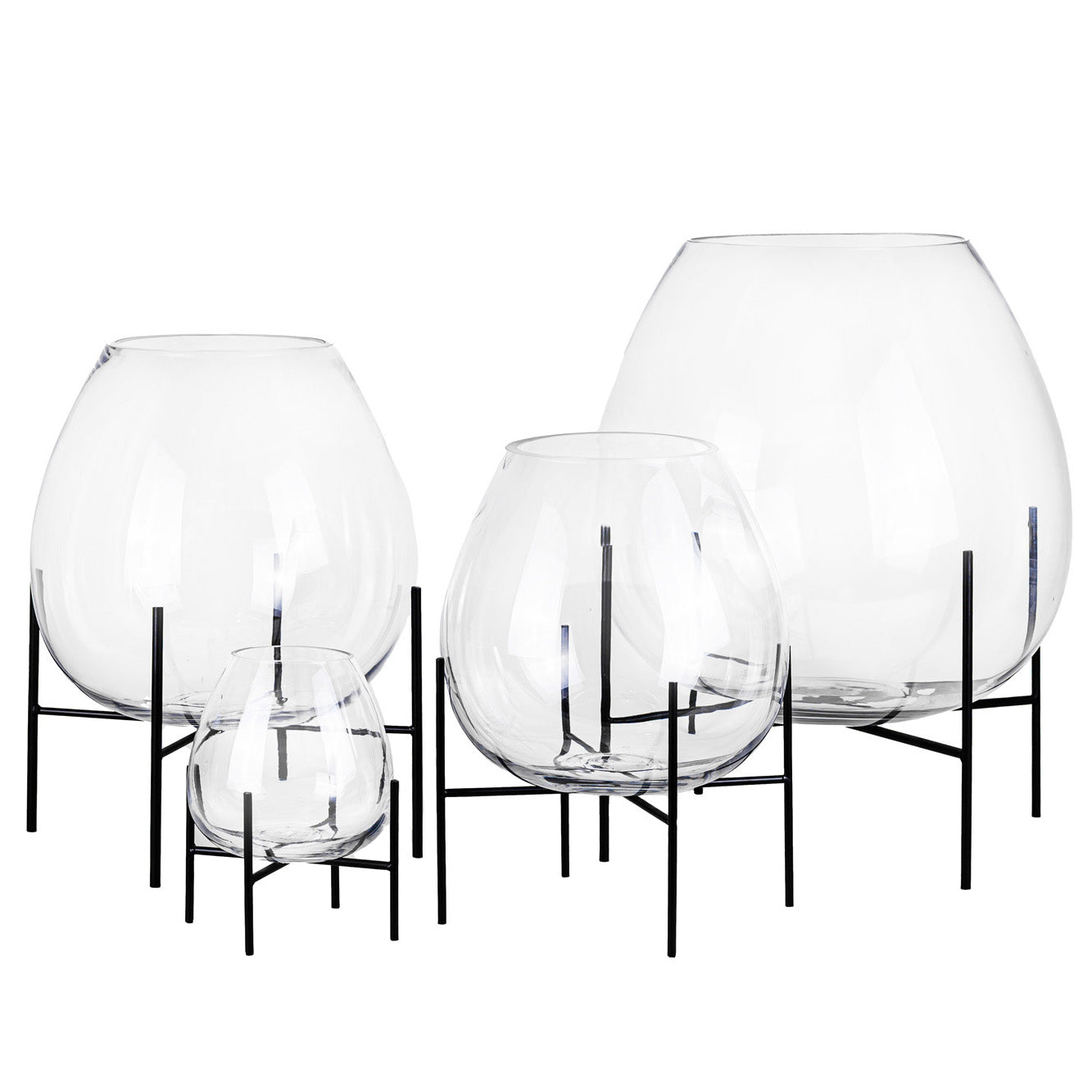The Carl Glass Vase on Black Metal Stand GL1028