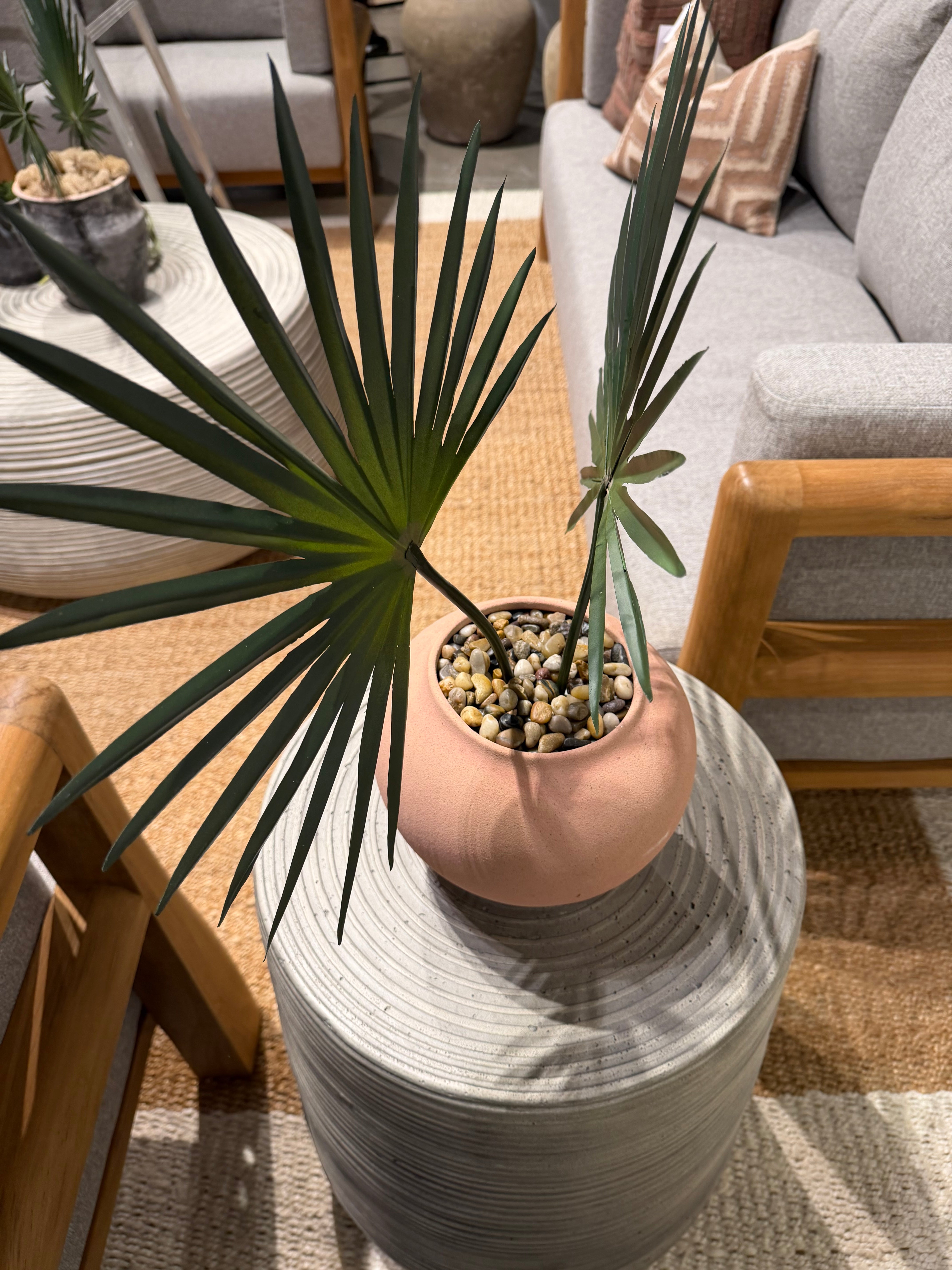 8.75" Kastanos Vase with Fan Palm Arrangement AR1905