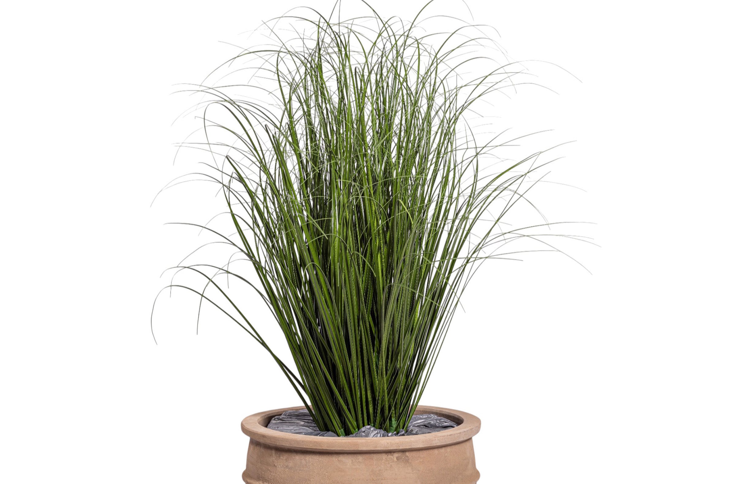 40" Grass in Terracotta Enzo Planter with .5-1" Mixed Rock PC1516CN1429MD