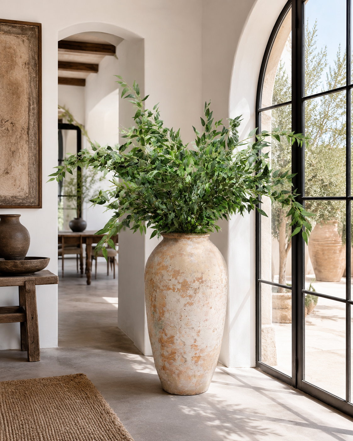Soleil Pot with Ruscus Arrangement AR1995