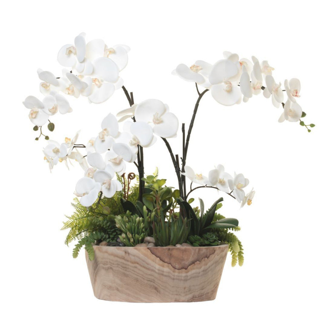 16" Sedona Bowl with Double Orchid Arrangement AR1103