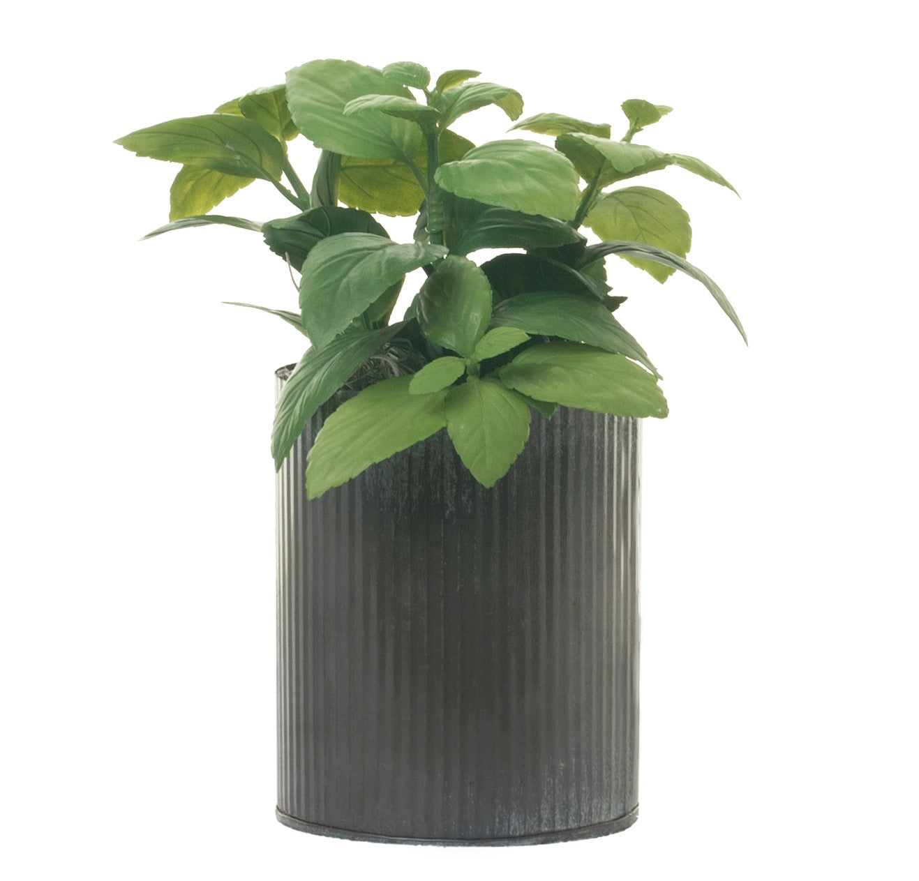 4” Metal Cylinder with Mint Leaf Bush AR1285