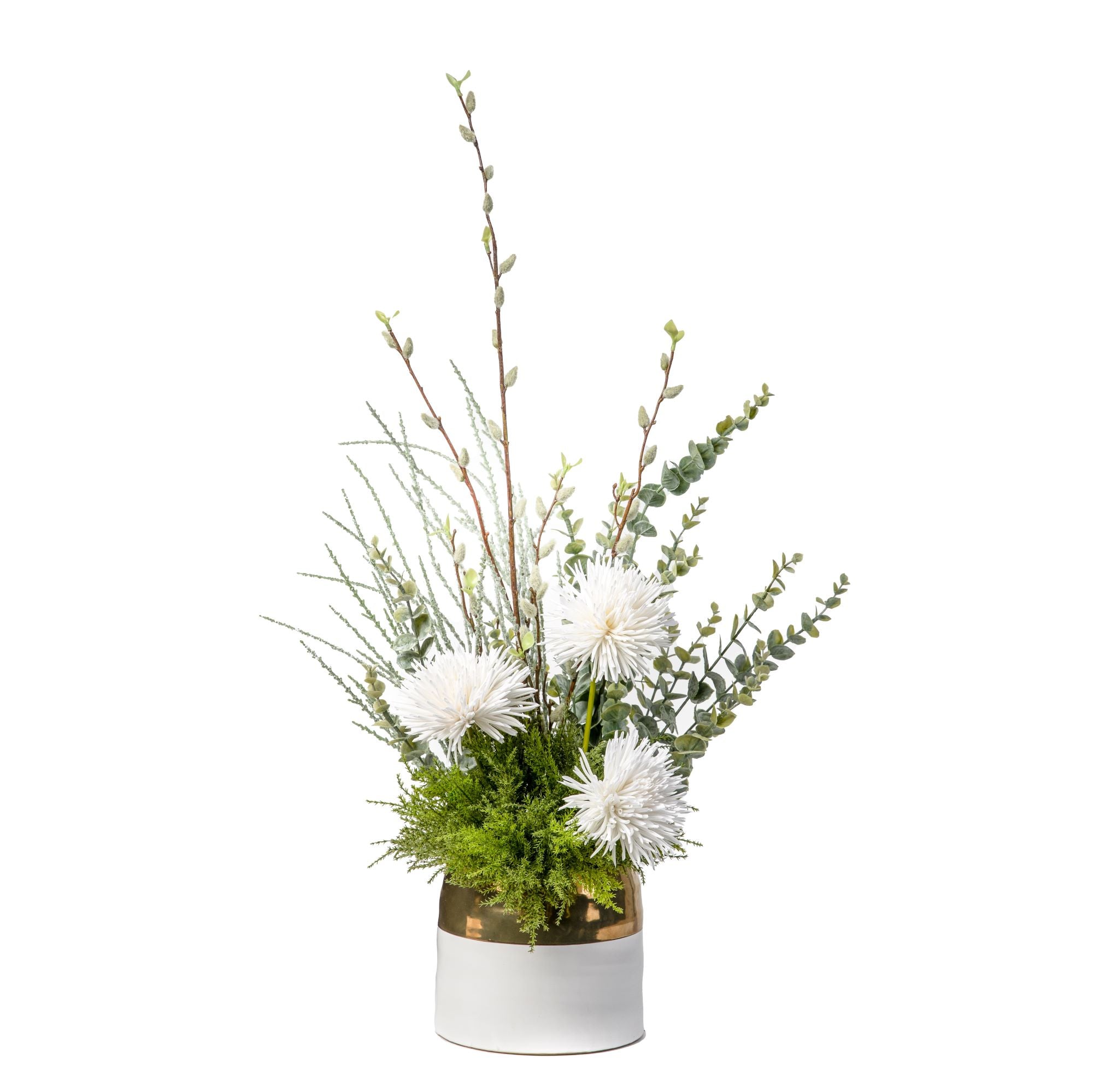 7" Claire Pot with Snow White Mums Arrangement AR1330