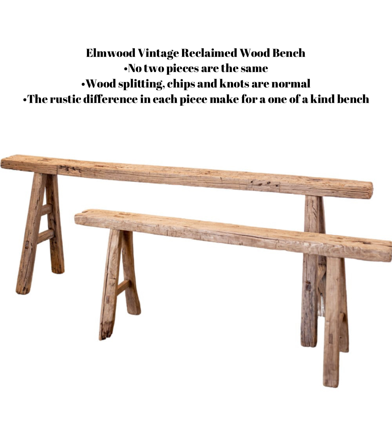 Beckham Vintage Reclaimed Skinny Bench