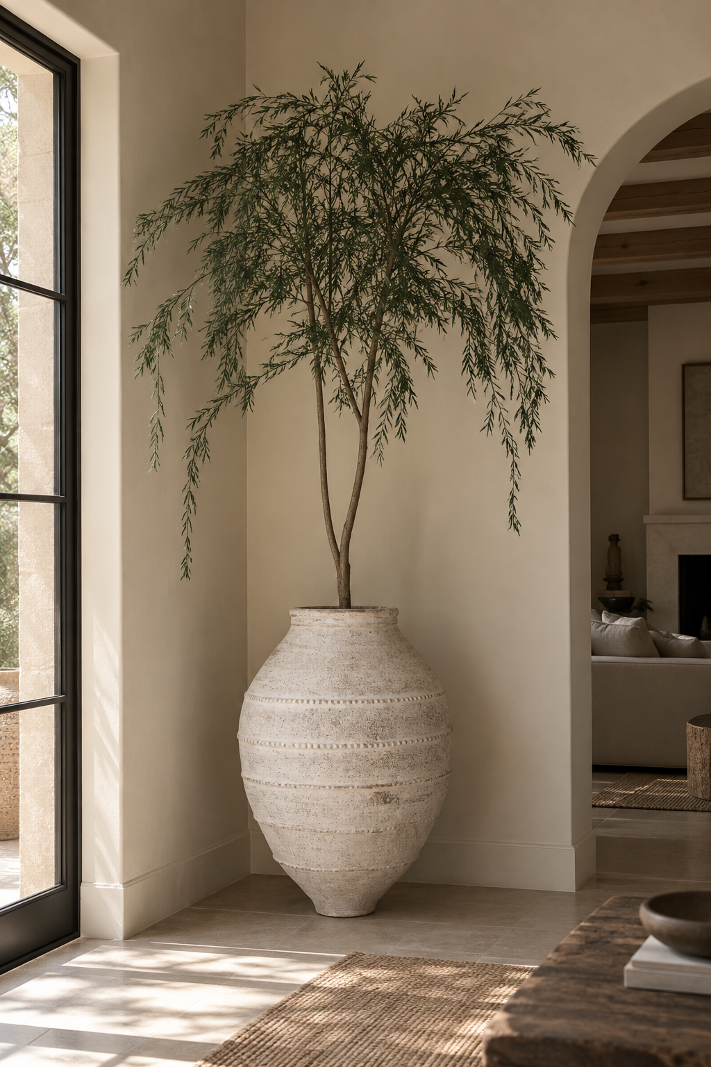 9' Pine Fern in White Turkish Pot | PC1118TURKWHLG