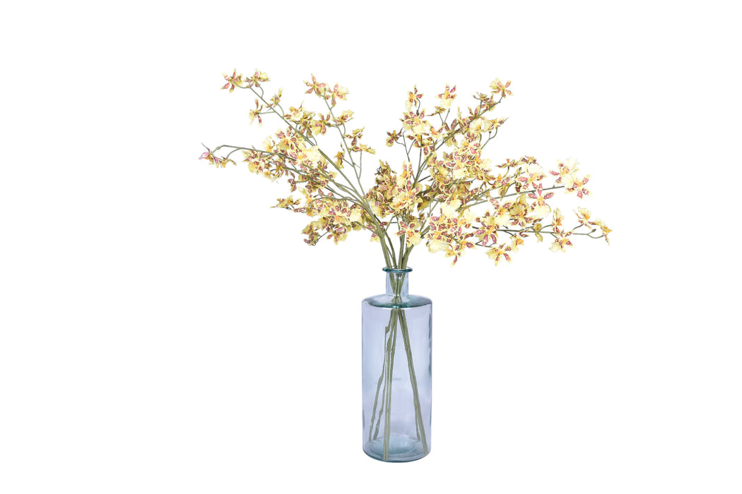 16" San Miguel Glass Vase with Yellow Oncidium Arrangement    AR1082