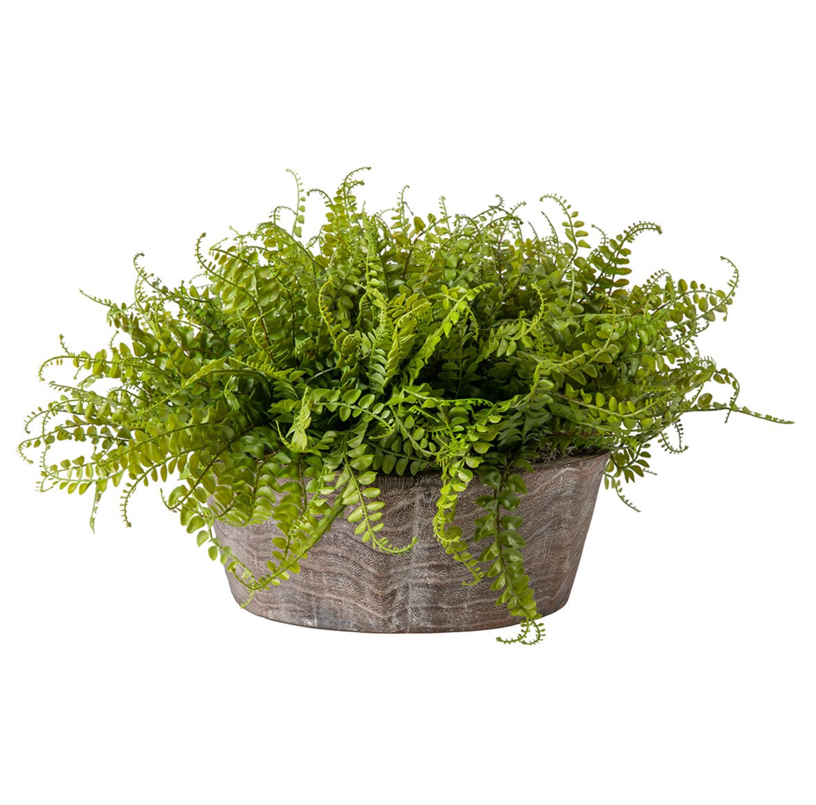 16" Dorian Wood Bowl with UV Protected Grass Arrangement AR1143UV