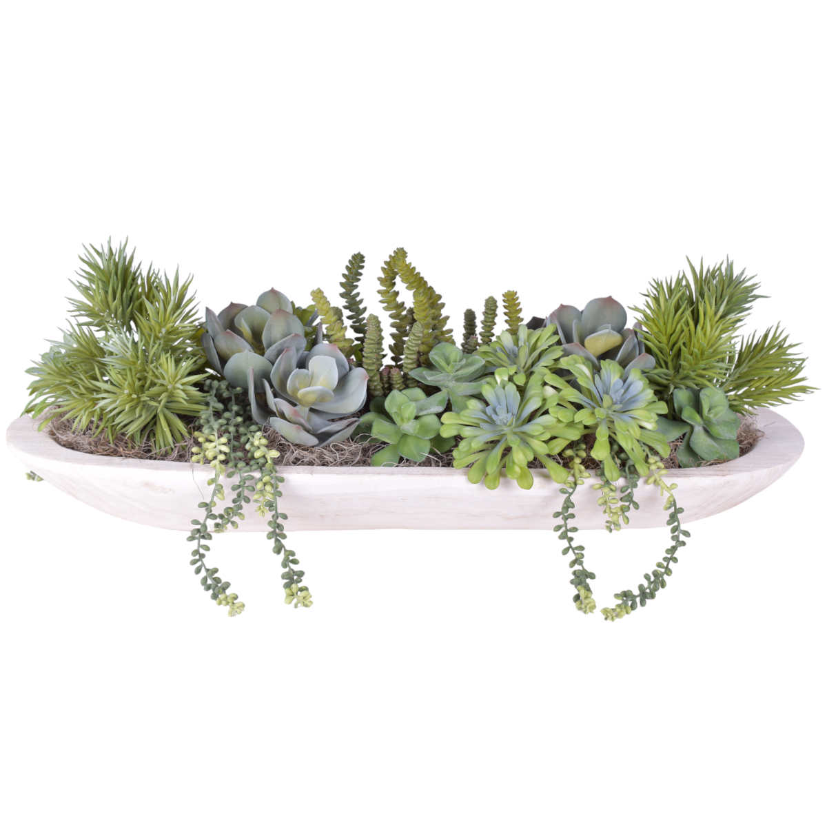 30" Sedona Light Wood Trough with Succulent Arrangement AR1145