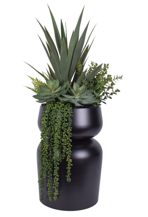 Zoe Metal Planter with Yucca & Succulent Arrangement   AR1150