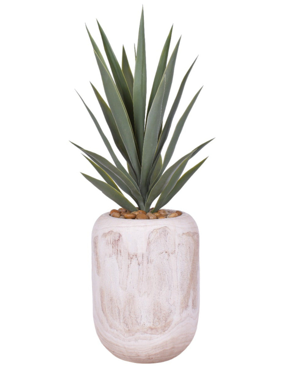 Sedona Wood Pot with UV Protected Yucca Arrangement   AR1152UV