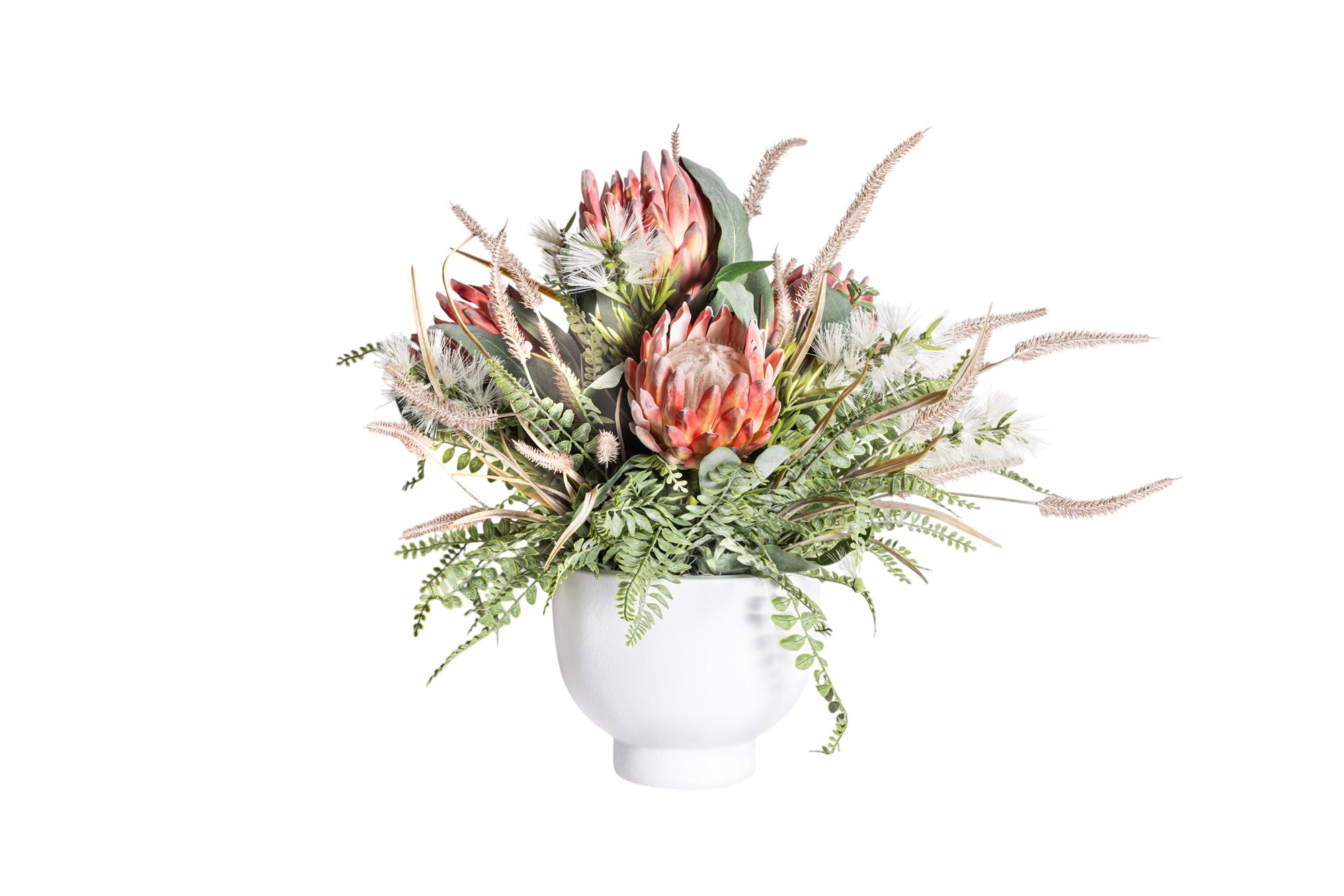 9" White Mack Compote with Mixed Floral Arrangement AR1195