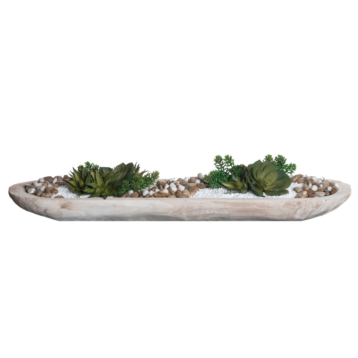 40" Light Wood Sedona Trough with Succulent Arrangement AR1217