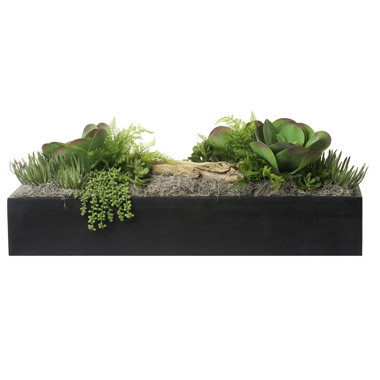 42" Black Manhattan Table Top Planter with Succulent Arrangement AR1278