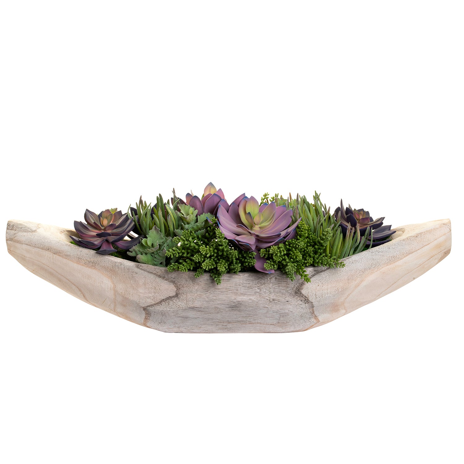 36" Sedona Wood Boat Planter Succulent Arrangement   AR1385