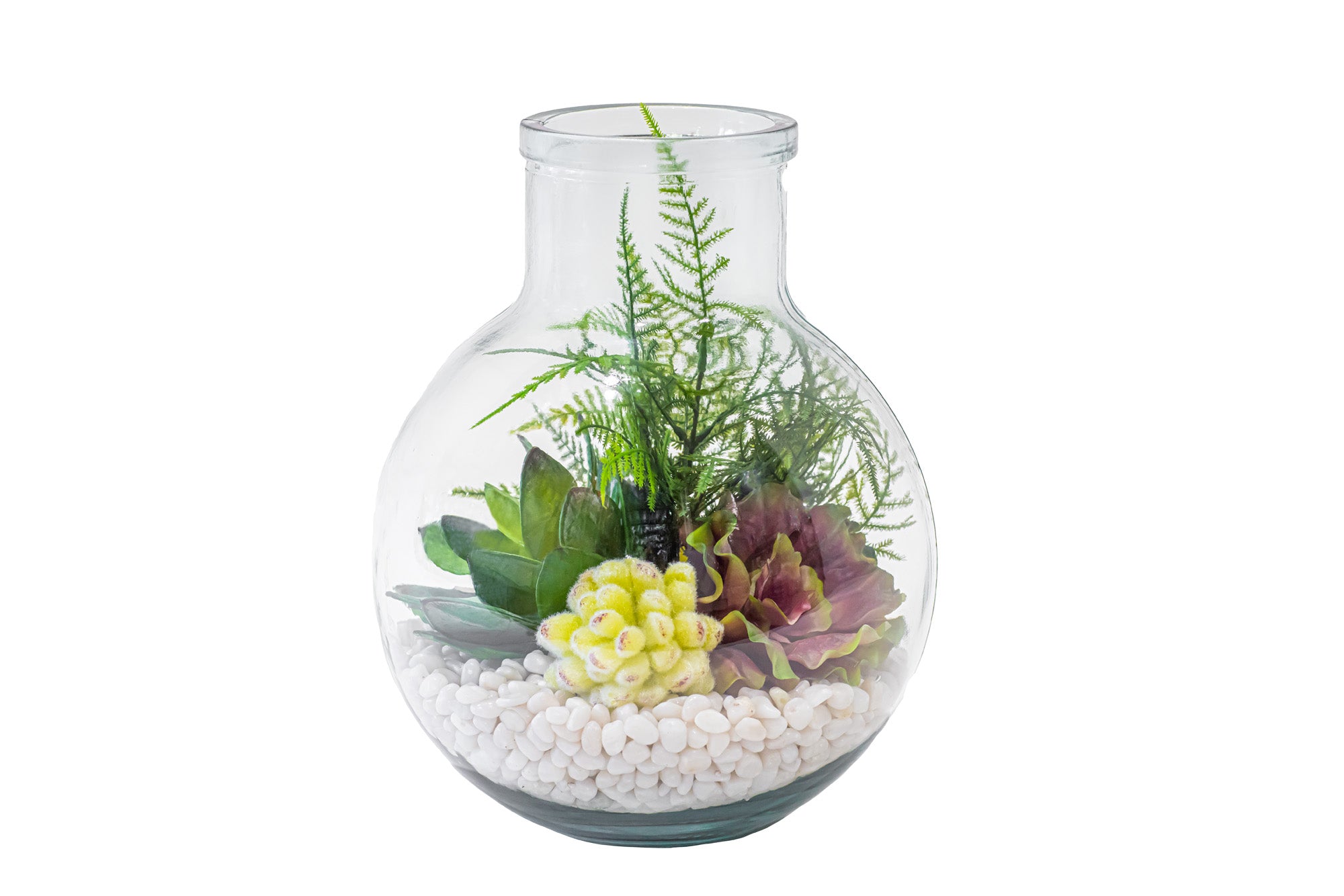 12” San Miguel Terrarium White Pebble Arrangement   AR1485