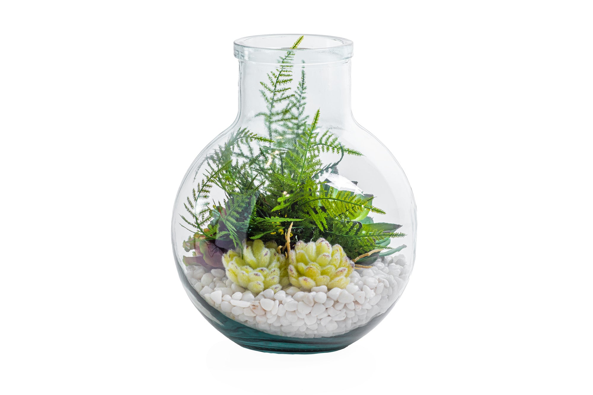 12” San Miguel Terrarium White Pebble Arrangement   AR1485