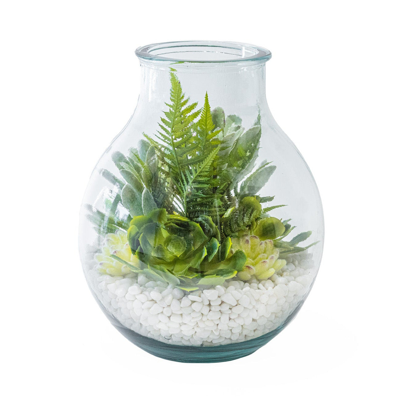 14” San Miguel Terrarium White Pebble Arrangement   AR1486