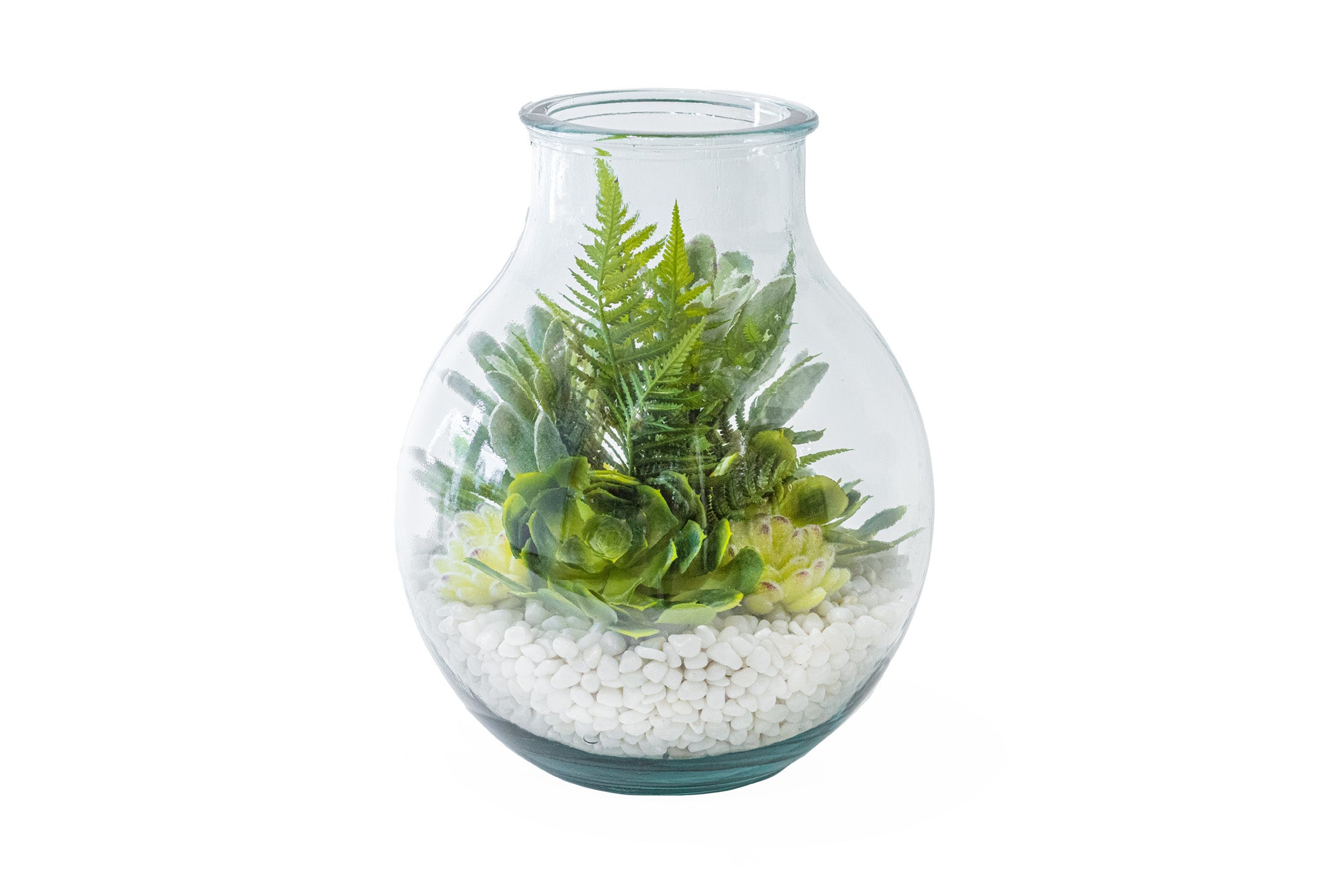 14” San Miguel Terrarium White Pebble Arrangement   AR1486