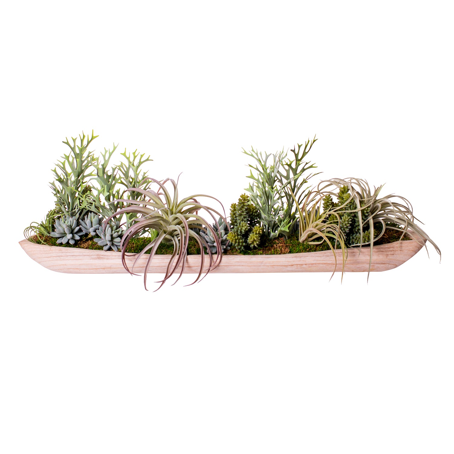 36" Sedona Wood Tray Planter with Airplant Arrangement   AR1552