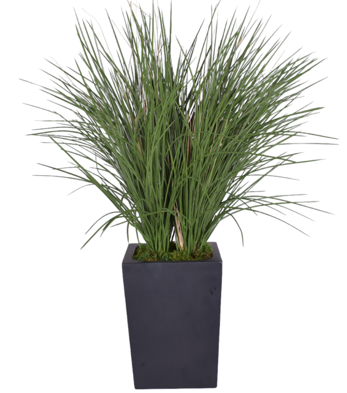 12" Black Logan with UV Protected Grass Arrangement   AR1693UV