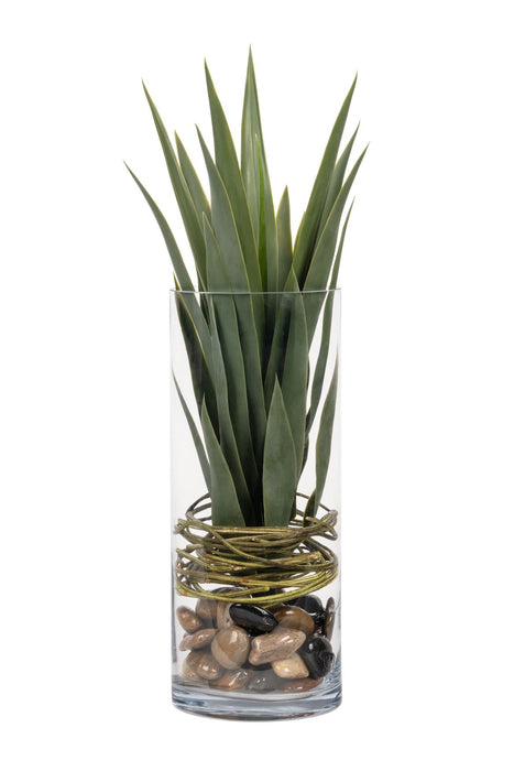 17" Mazzy Vase with UV Protected Yucca Arrangement   AR1715