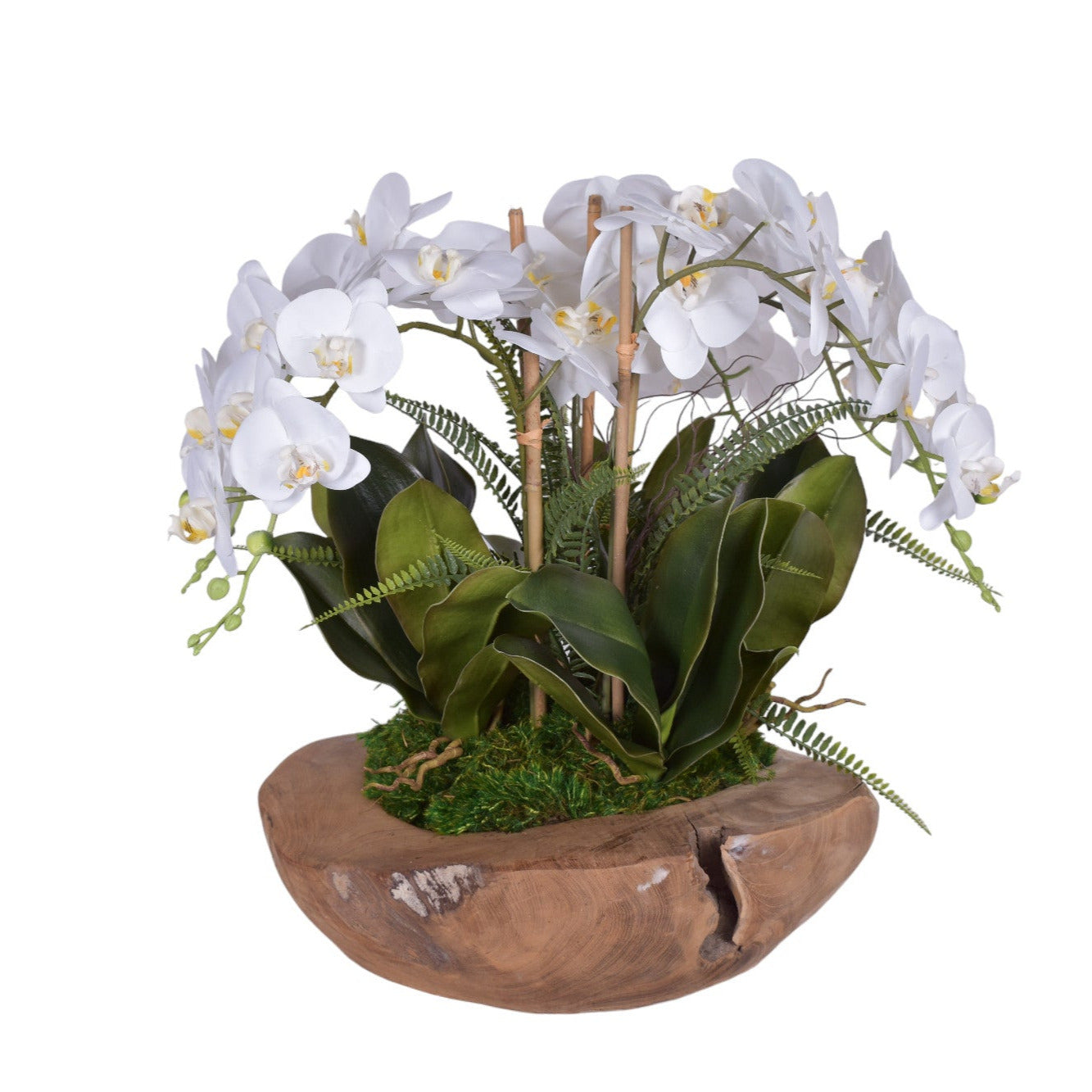 Java Teak Bowl with Orchid Arrangement   AR1755