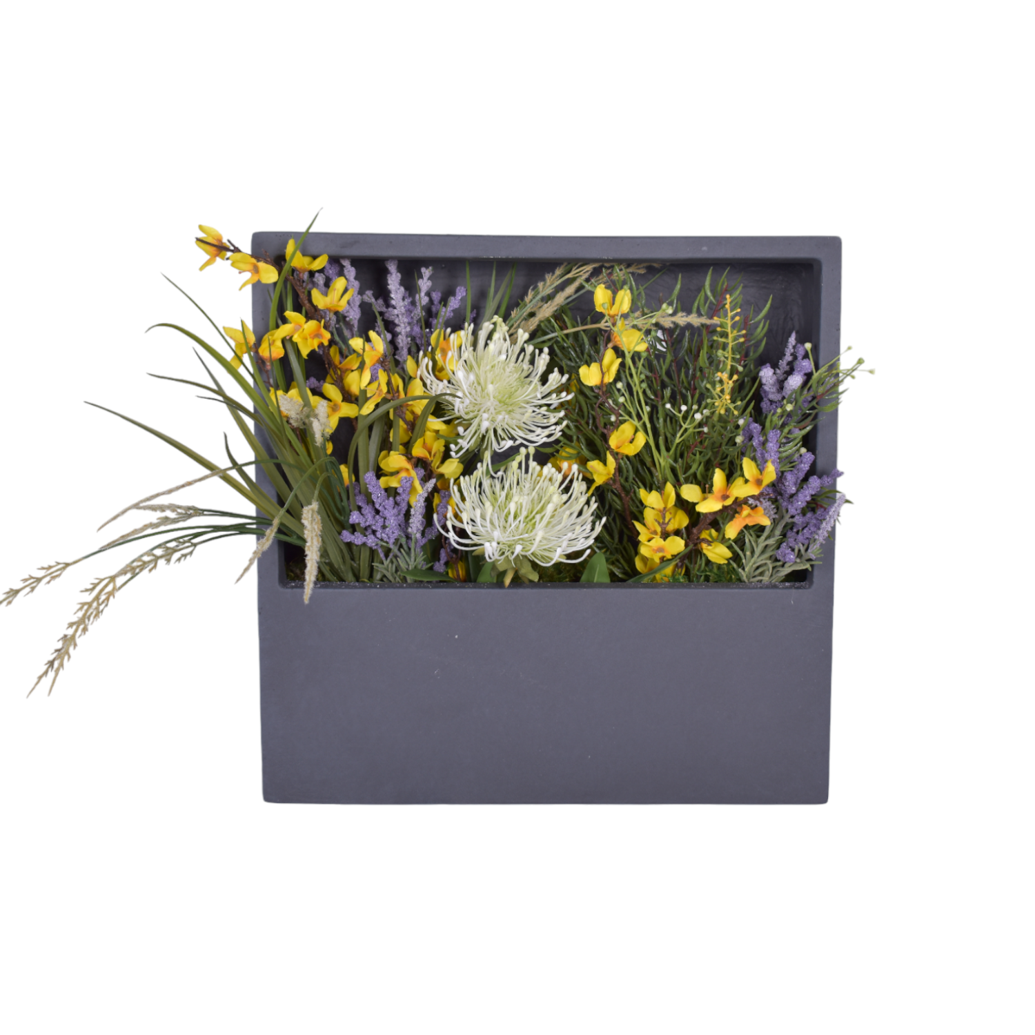 Large Square Piper Wall Planter with Floral Arrangement   AR1759