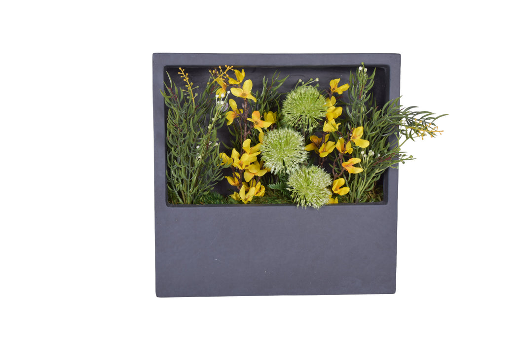 Small Square Piper Wall Planter with Floral Arrangement   AR1760