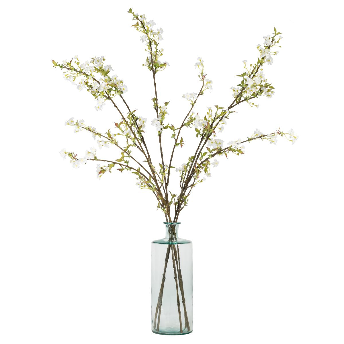 15.5" San Miguel Glass Vase with White Blossom Stems   AR1839