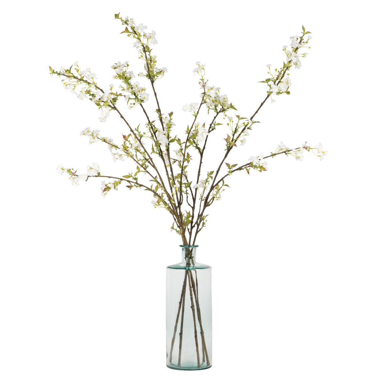 15.5" San Miguel Glass Vase with White Blossom Stems   AR1839