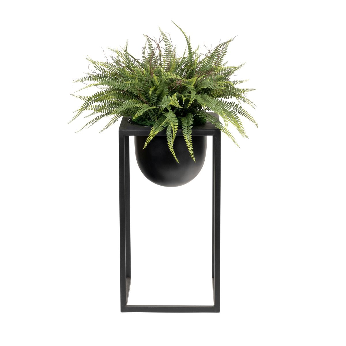 26" Black Well Planter with UV Protected Ferns   AR1862UV