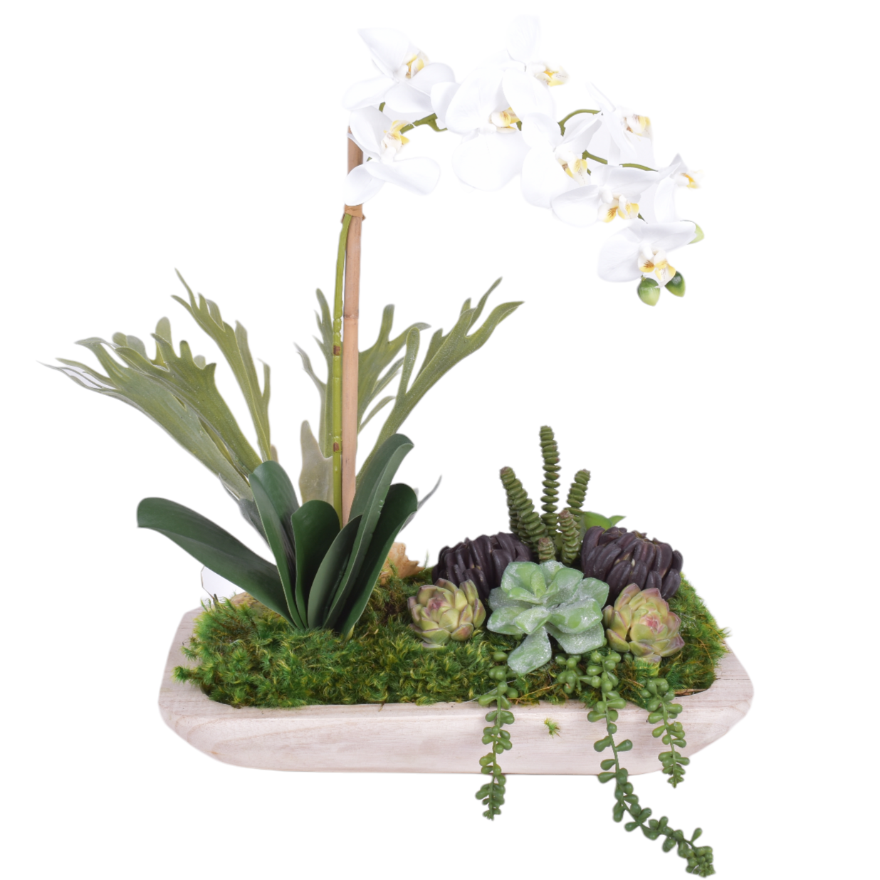 Sedona Wood Tray with Orchid Arrangement   AR1875