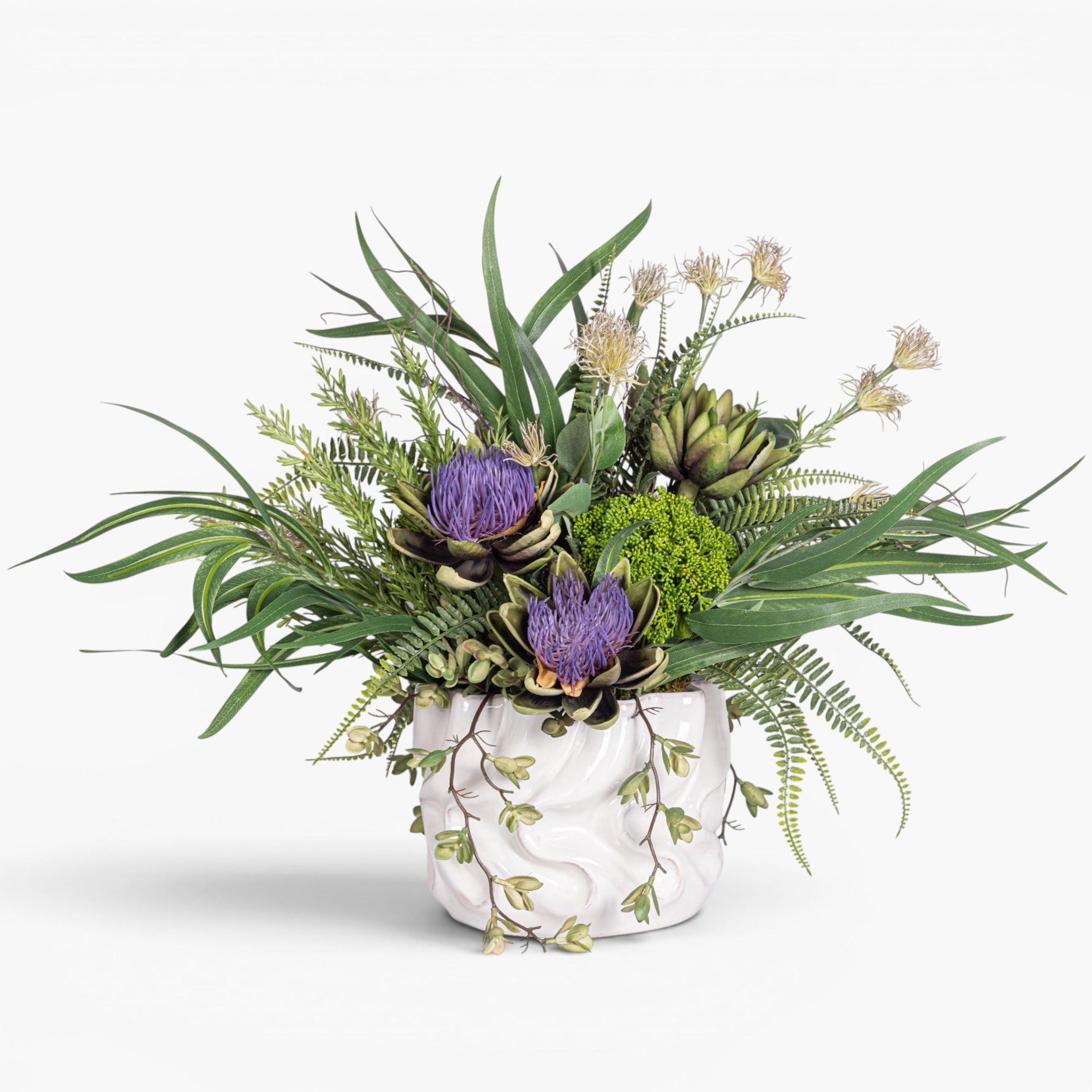 Wave Pot with Mixed Greenery Arrangement AR2001