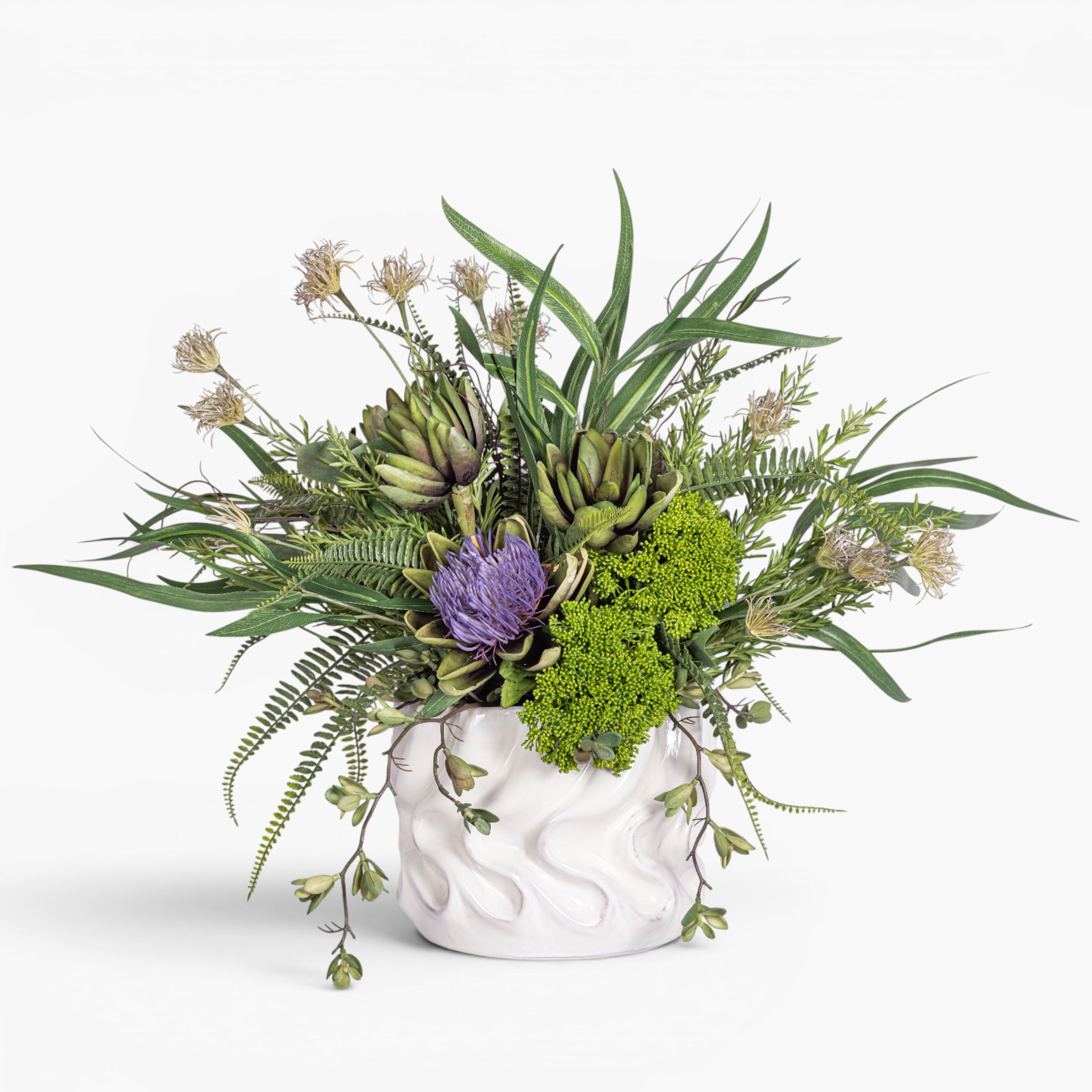 Wave Pot with Mixed Greenery Arrangement AR2001